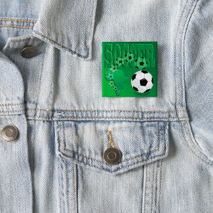 Badge Carré 5 Cm Football Afrique Vert Gras Football