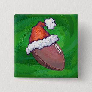 Badge Carré 5 Cm Football de Santa Hat sur Vert