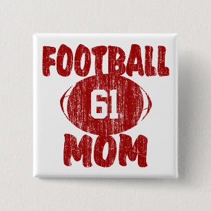 Badge Carré 5 Cm Football Maman Rouge