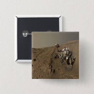 Badge Carré 5 Cm Forage Mars Curiosity Red Martian Paysage