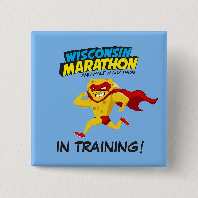 Badge Carré 5 Cm Formation de marathon du Wisconsin (Devant)