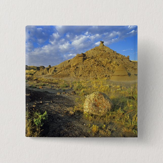 Badge Carré 5 Cm Formations des Badlands au Dinosaur Provincial Par (Devant)