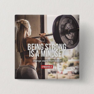 Badge Carré 5 Cm Forte mentalité - Fitness des femmes Inspirationne