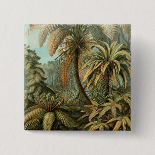 Badge Carré 5 Cm Fougère Palmier Antique Botanique Fougères Art