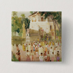 Badge Carré 5 Cm Foules à un monument en Inde, 1895 (la semaine et