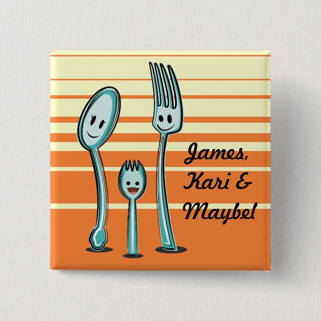 Badge Carré 5 Cm Fourchette + Spoon= Spork (Devant)
