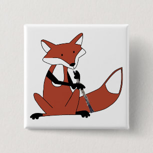 Badge Carré 5 Cm Fox jouant le hautbois