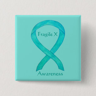 Badge Carré 5 Cm Fragile X Conscience Turquoise Personnalisée Éping