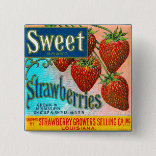 Badge Carré 5 Cm Fraise douce
