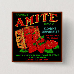 Badge Carré 5 Cm Fraises d'Amite Klondike