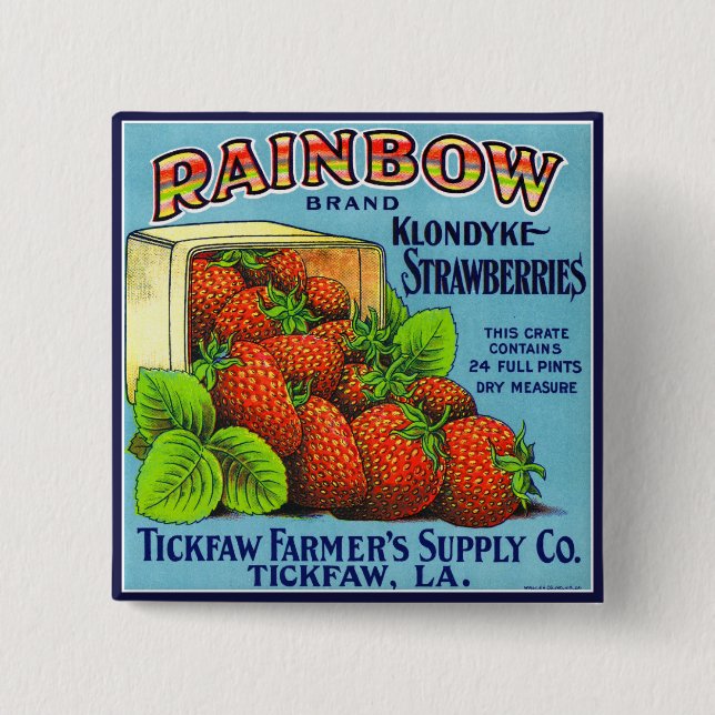 Badge Carré 5 Cm Fraises de Klondyke (Devant)