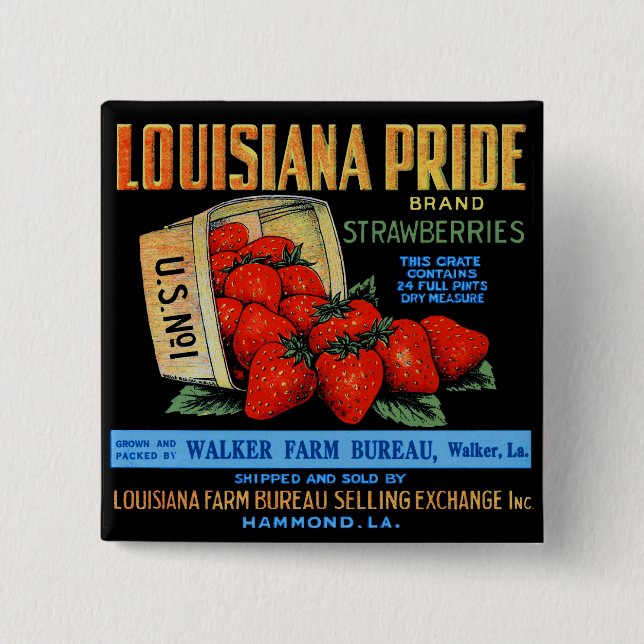 Badge Carré 5 Cm Fraises de la Louisiane Pride (Devant)