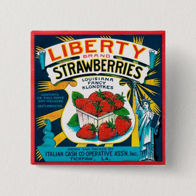 Badge Carré 5 Cm Fraises de Liberty (Devant)