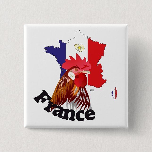 Badge Carré 5 Cm France Button (Devant)