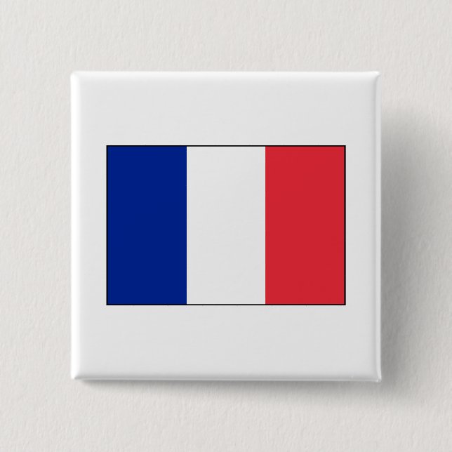 Badge Carré 5 Cm France - Drapeau français (Devant)