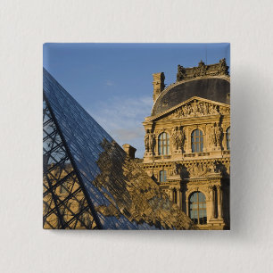 Badge Carré 5 Cm France, Paris, Musée du Louvre et la Pyramide,