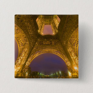 Badge Carré 5 Cm France, Paris. Tour Eiffel illuminée à 2