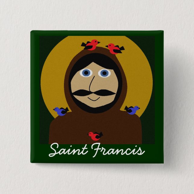 Badge Carré 5 Cm Francis et les oiseaux (Devant)