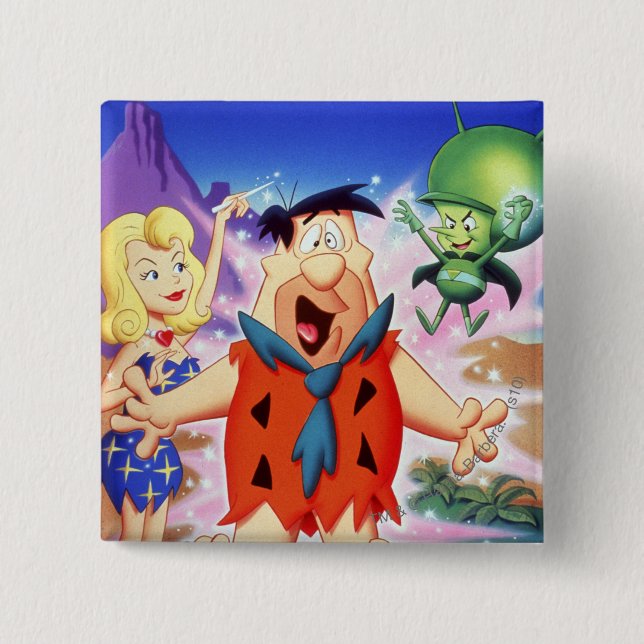 Badge Carré 5 Cm Fred Flintstone Sous Un Spell (Devant)