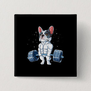 Badge Carré 5 Cm French Bulldog Poids Funny Deadlift Gym