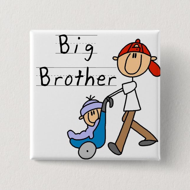 Badge Carré 5 Cm Frère avec le petit frère (Devant)