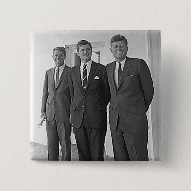 Badge Carré 5 Cm Frères de Kennedy, John, Ted, Robert (Devant)