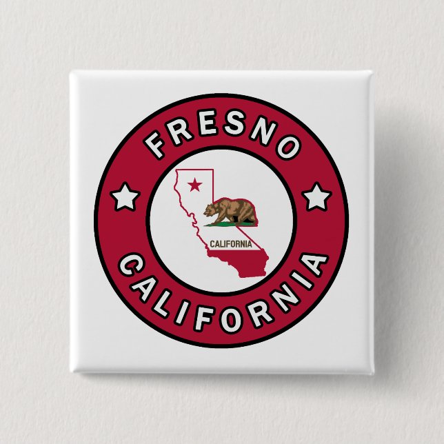 Badge Carré 5 Cm Fresno Californie (Devant)