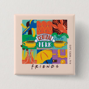 Badge Carré 5 Cm FRIENDS™   Central Perk Graphique Vibrant
