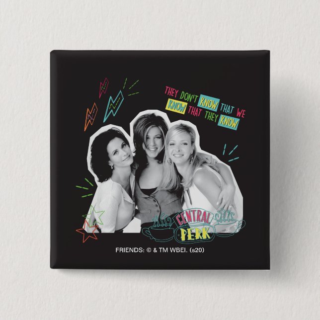 Badge Carré 5 Cm FRIENDS™| Monica, Rachel et Phoebe (Devant)