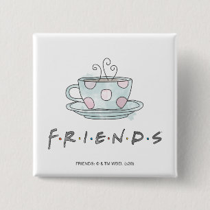 Badge Carré 5 Cm FRIENDS™ Tasse à café Aquarelle