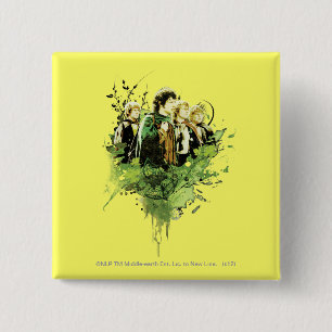 Badge Carré 5 Cm FRODO™ avec Hobbits Vector Collage