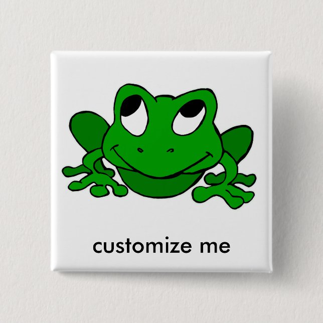 Badge Carré 5 Cm Froggie vert mignon (Devant)