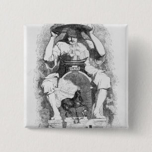 Badge Carré 5 Cm Frontispice aux "voyages de Gulliver" par