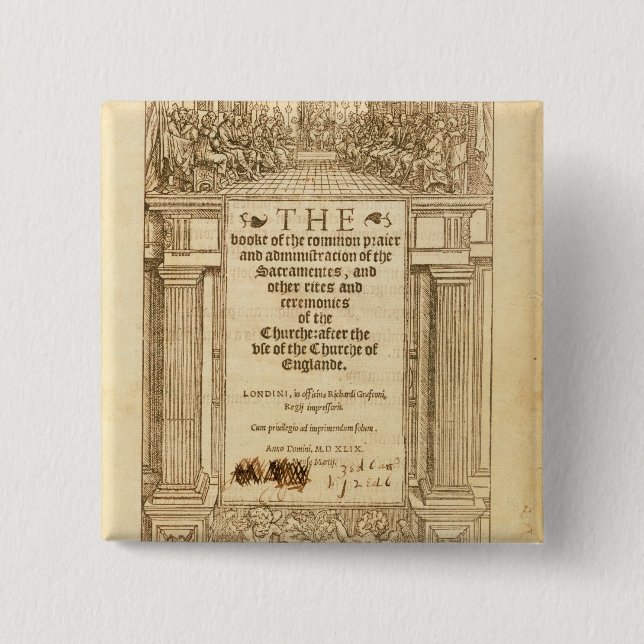 Badge Carré 5 Cm Frontispice 'du livre de Prayer commun (Devant)