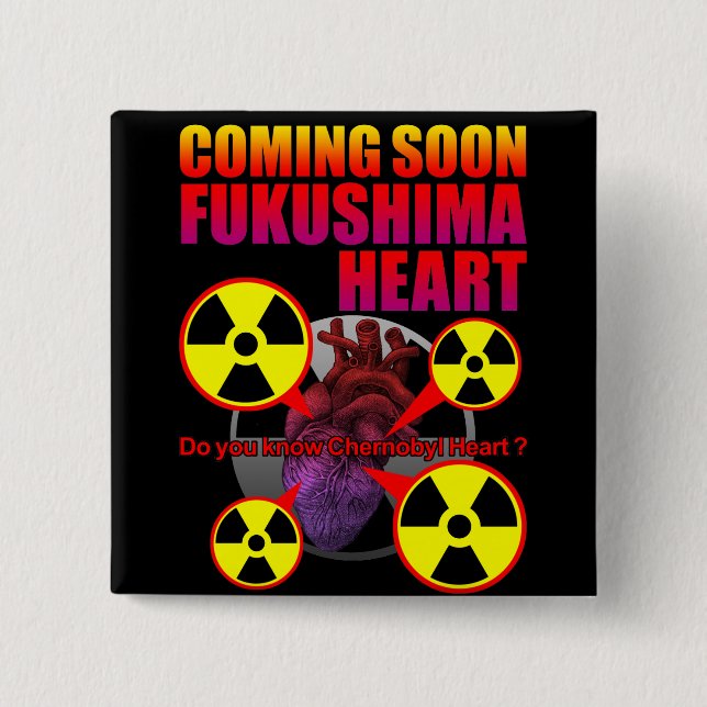 Badge Carré 5 Cm Fukushima heart (Devant)