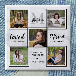 Badge Carré 5 Cm Funérailles mémorial conservation photo unique Col