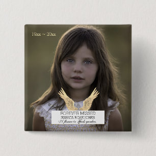 Badge Carré 5 Cm Funérailles pour toujours disparu souvenir Ange ai
