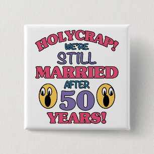 Badge Carré 5 Cm Funny 50e anniversaire