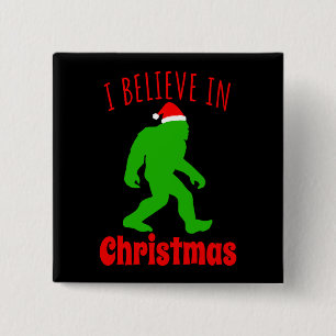 Badge Carré 5 Cm Funny Bigfoot Je Crois En Noël