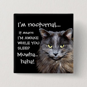 Badge Carré 5 Cm Funny Cat est Nocturne Evil Laugh