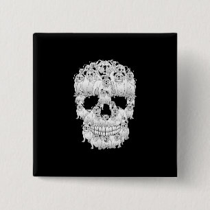 Badge Carré 5 Cm Funny Skull Costume