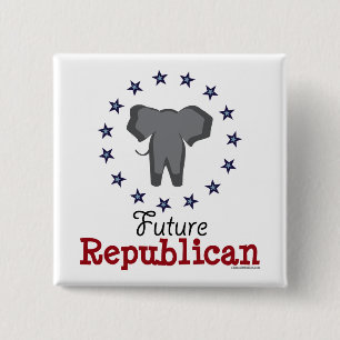 Badge Carré 5 Cm Futur bouton républicain d'éléphant