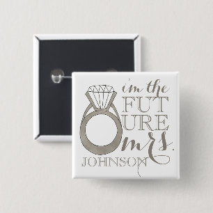 Badge Carré 5 Cm Futur MRS. Bague Fiançailles de la mariée à être d