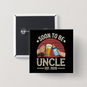 Badge Carré 5 Cm Futur Oncle 2026 Annonce de Grossesse Rétro