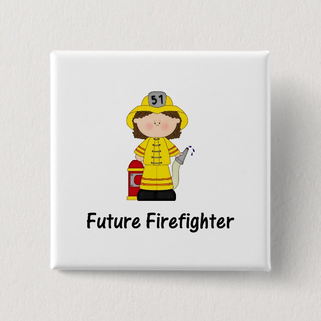 Badge Carré 5 Cm futur sapeur-pompier (fille) (Devant)
