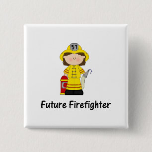 Badge Carré 5 Cm futur sapeur-pompier (fille)