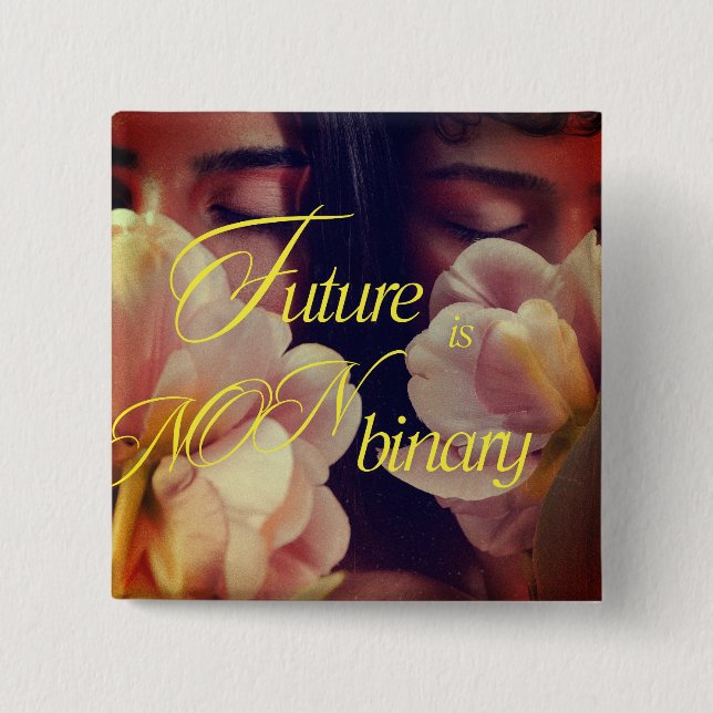 Badge Carré 5 Cm Future is Non-binary Floral Sticker (Devant)