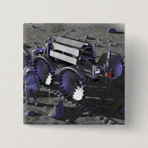 Badge Carré 5 Cm Futures missions 10 d'exploration d'espace