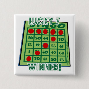 Badge Carré 5 Cm Gagnant chanceux de bingo-test du numéro 7 de bou