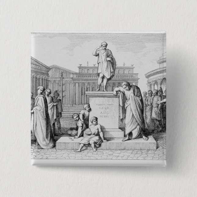Badge Carré 5 Cm Gaius Gracchus pleurant avant son père (Devant)
